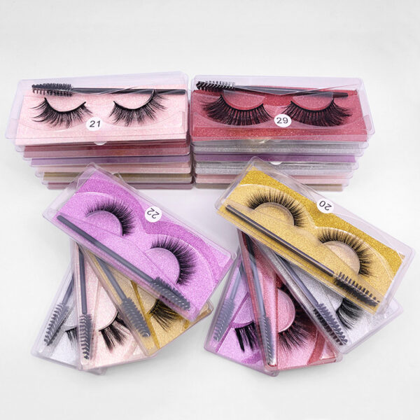 Natural 3D False Eyelashes Brush 1 Pair Set Of Imitation Mink Eyelashes Elongated Eyelashes - Image 4