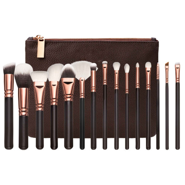 15 Makeup Brush With Bag  Rose Gold Makeup Brush Multi-function Makeup Tool Set - Image 5