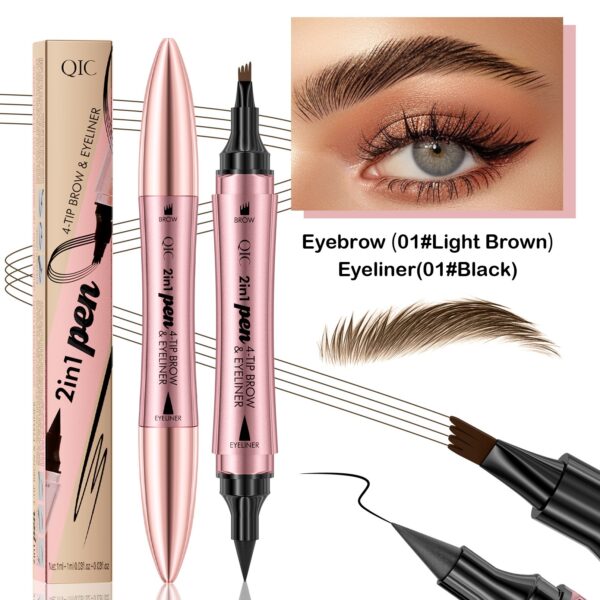 Double-headed 3D Micro-carved Liquid Four-fork Eyebrow Pencil Eyeliner 2-in-one Dual-purpose Eye - Image 4