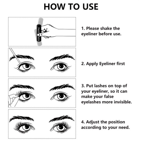 Magnetic Eyeliner magnet false eyelash three magnetization glue free glue false eyelash - Image 2