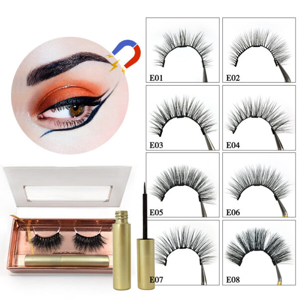Magnetic Eyeliner magnet false eyelash three magnetization glue free glue false eyelash - Image 4