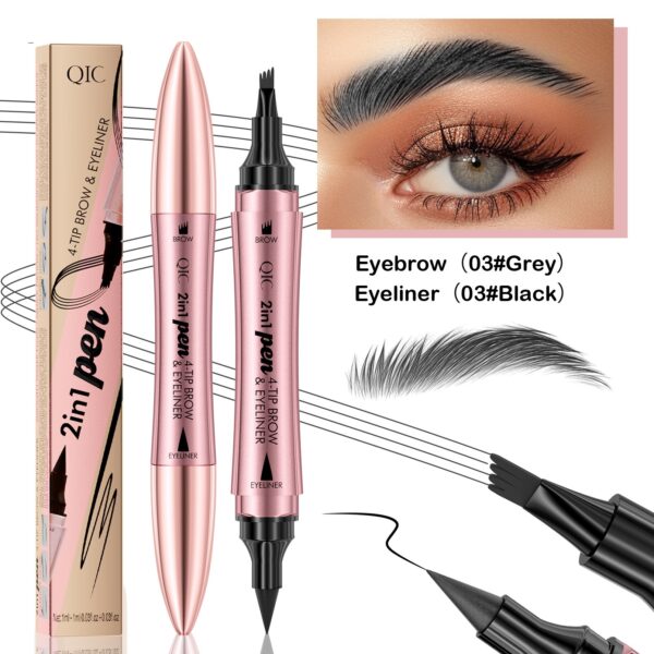 Double-headed 3D Micro-carved Liquid Four-fork Eyebrow Pencil Eyeliner 2-in-one Dual-purpose Eye - Image 6