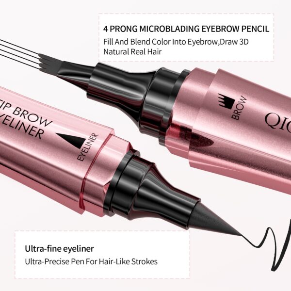 Double-headed 3D Micro-carved Liquid Four-fork Eyebrow Pencil Eyeliner 2-in-one Dual-purpose Eye - Image 3