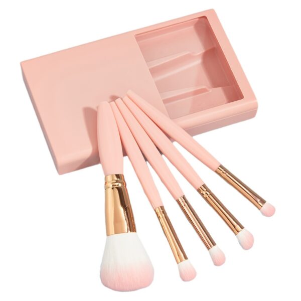 5 PCs Makeup Brushes With Mirror Travel Set - Image 2