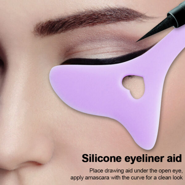 Silicone Eyeliner Stencil Wing Tip Mascara Drawing Lipstick Aid Face Cream Applicator For Beginners Makeup Tool Eyeliner Stencils Silicone Winged Tip Eyeliner Aid Eyebrow Pencil Stencil Reusable - Image 4