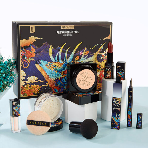 Elk Makeup Nine-piece Set Makeup Powder Air Cushion BB Cream Lipstick Affordable Makeup Set - Image 4