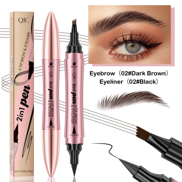 Double-headed 3D Micro-carved Liquid Four-fork Eyebrow Pencil Eyeliner 2-in-one Dual-purpose Eye - Image 5