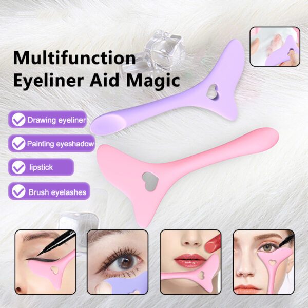 Silicone Eyeliner Stencil Wing Tip Mascara Drawing Lipstick Aid Face Cream Applicator For Beginners Makeup Tool Eyeliner Stencils Silicone Winged Tip Eyeliner Aid Eyebrow Pencil Stencil Reusable - Image 10